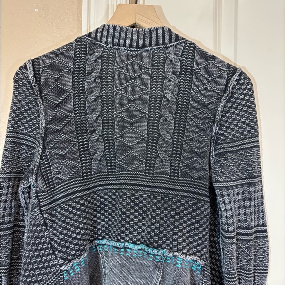 Free People Washed Black Asymmetrical Cascading Waterfall Cardigan - Picture 5 of 8